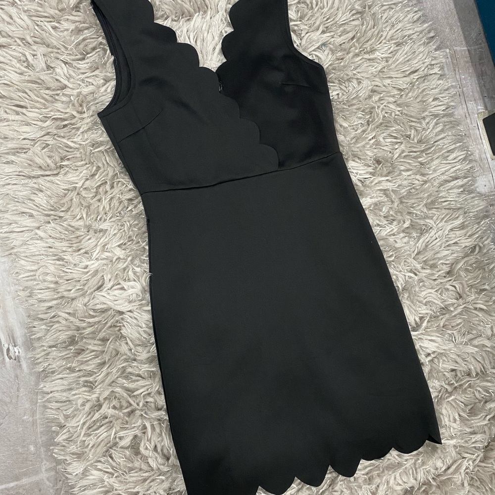 scallop trim little black dress